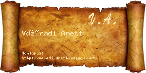 Váradi Anett névjegykártya